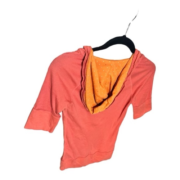 American Eagle Outfitters Medium Orange 3/4 length light hoodie button-up vneck - Picture 7 of 7